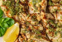 Pesto-Crusted Chicken Breast with Parmesan and Basil