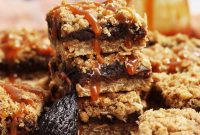 Gingerbread Fig Crumble Bars with Salted Caramel Drizzle
