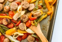 Sheet Pan Sausage and Peppers Dinner Recipe