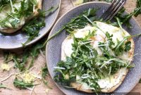 Mini Breakfast Pizzas with Peppery Arugula Salad