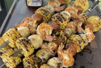 Grilled Seafood Skewers with Crab-Boil Garlic Butter