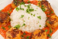 Pan-Seared Scallops with Roasted Red Pepper Sauce Recipe