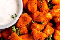 Crispy Air Fryer Buffalo Chicken Bites with Blue Cheese Dip