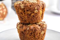 Pumpkin Oatmeal Muffins with Warm Spices and Maple Glaze