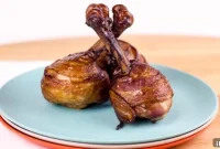 Smoked Chicken Lollipops Wrapped in Crispy Bacon
