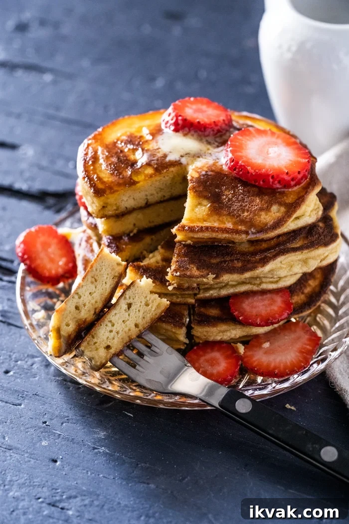 Keto Lupin Pancakes: Extra-Fluffy Low-Carb Recipe 5 Cut into keto pancakes showing a fluffy texture