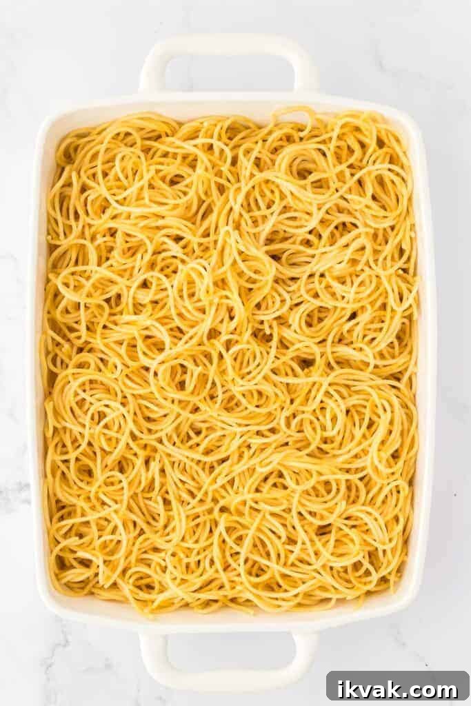 Vegetarian Baked Spaghetti with Mozzarella and Roasted Veggies 12 spaghetti in a casserole dish