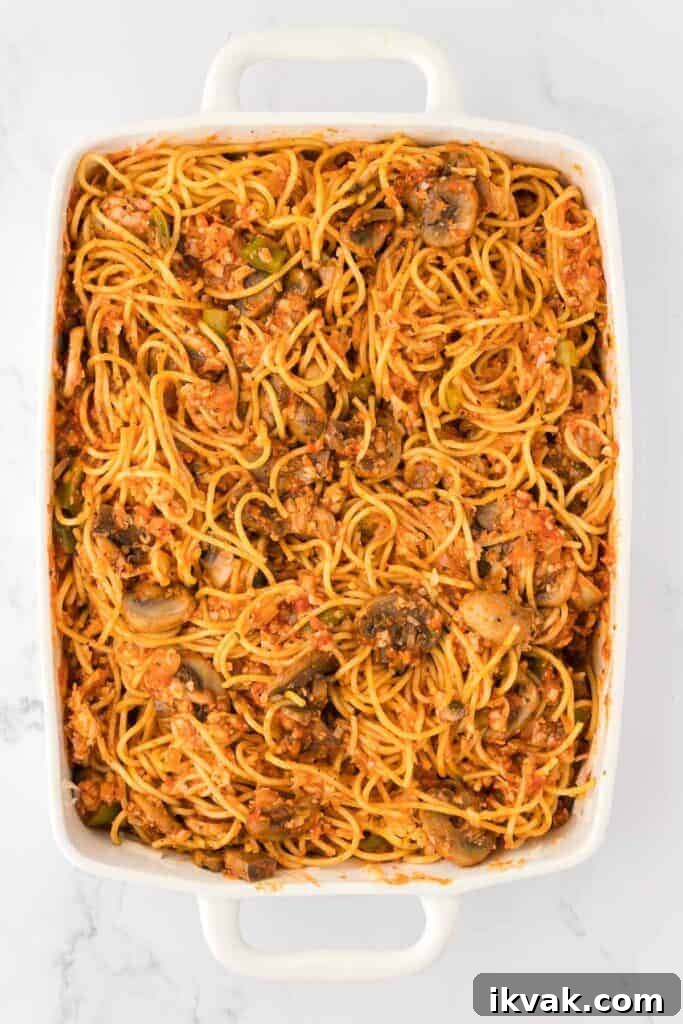 Vegetarian Baked Spaghetti with Mozzarella and Roasted Veggies 16 spaghetti mixed with sauce
