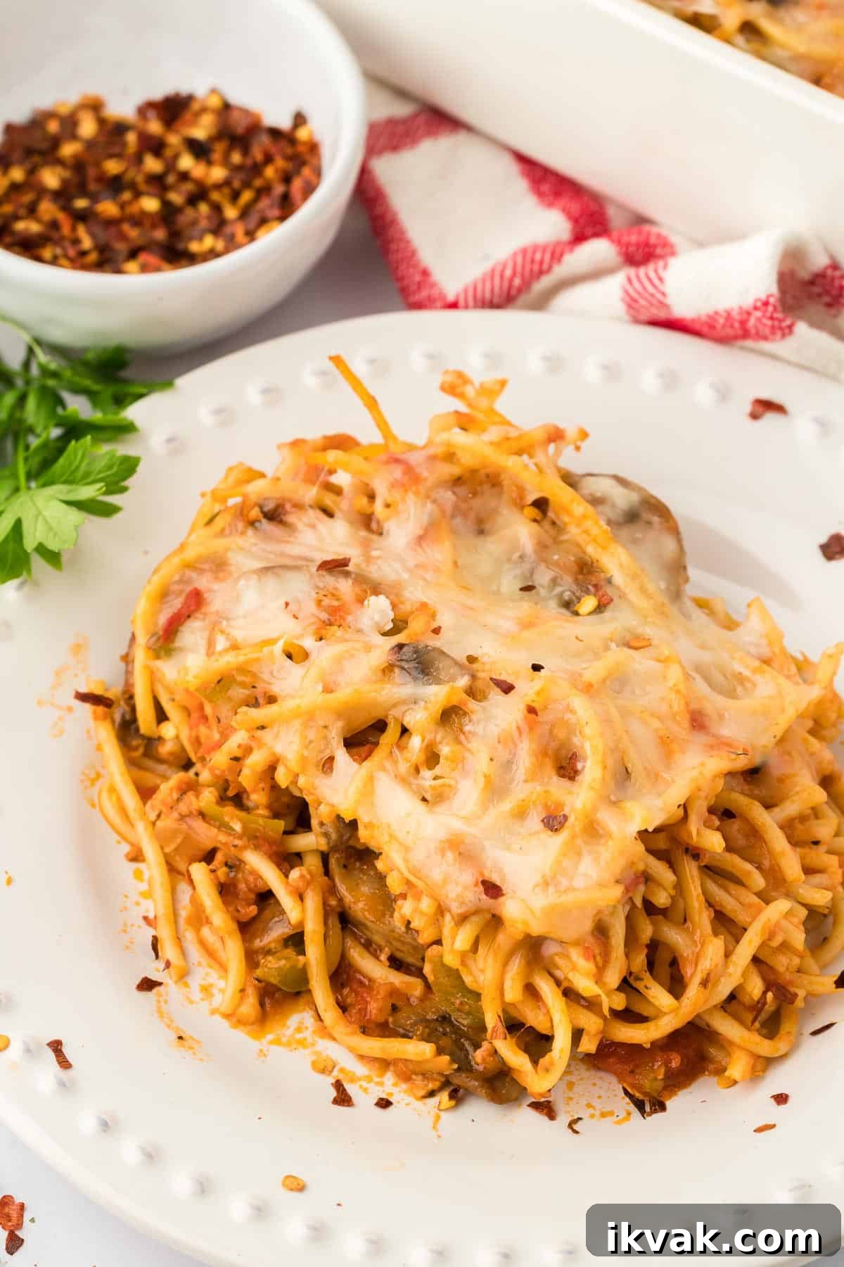 Vegetarian Baked Spaghetti with Mozzarella and Roasted Veggies 20 veggie spaghetti