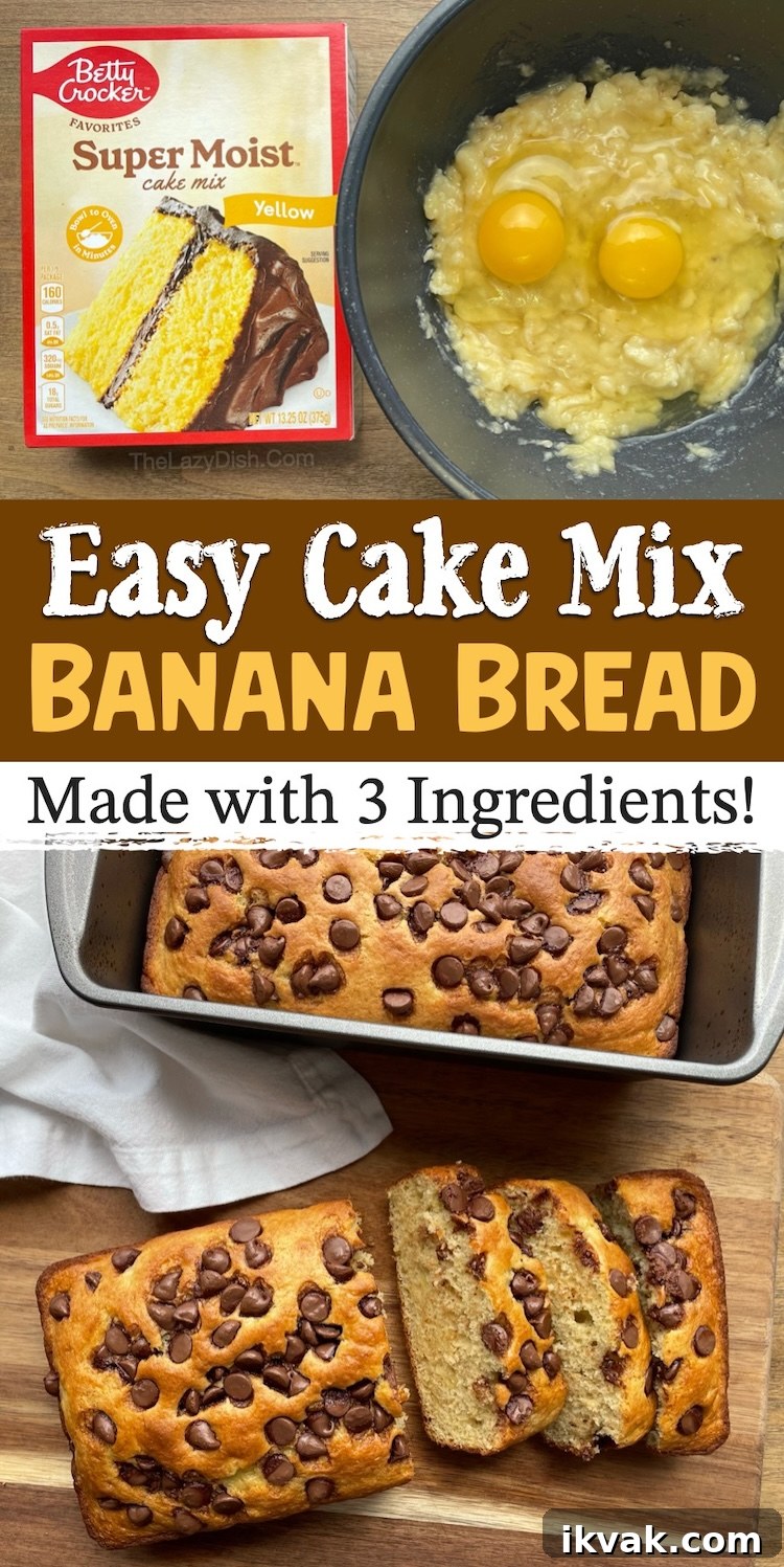 Are you searching for fun baking ideas? This easy banana bread is a fail proof recipe! It's made with just 3 common and cheap ingredients including a box of Betty Crocker cake mix, very ripe bananas, and eggs. It's a yummy sweet treat for breakfast, dessert, and snacking. Bring the extra loaf to work or give it away as a gift to family and friends. My kids love it!
