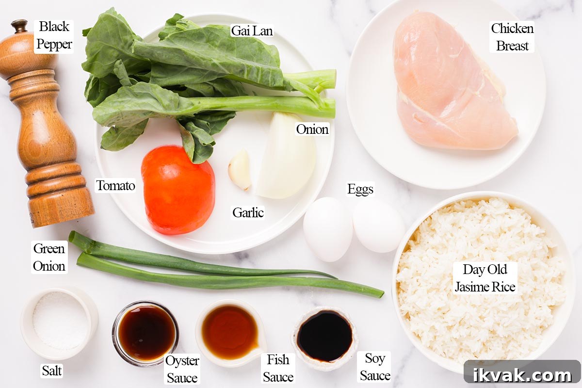 Ingredients for Thai fried rice.