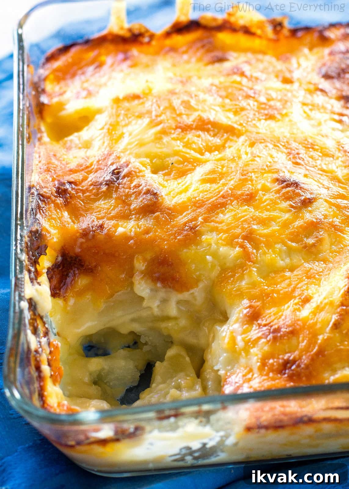 Scalloped Potatoes in a casserole dish