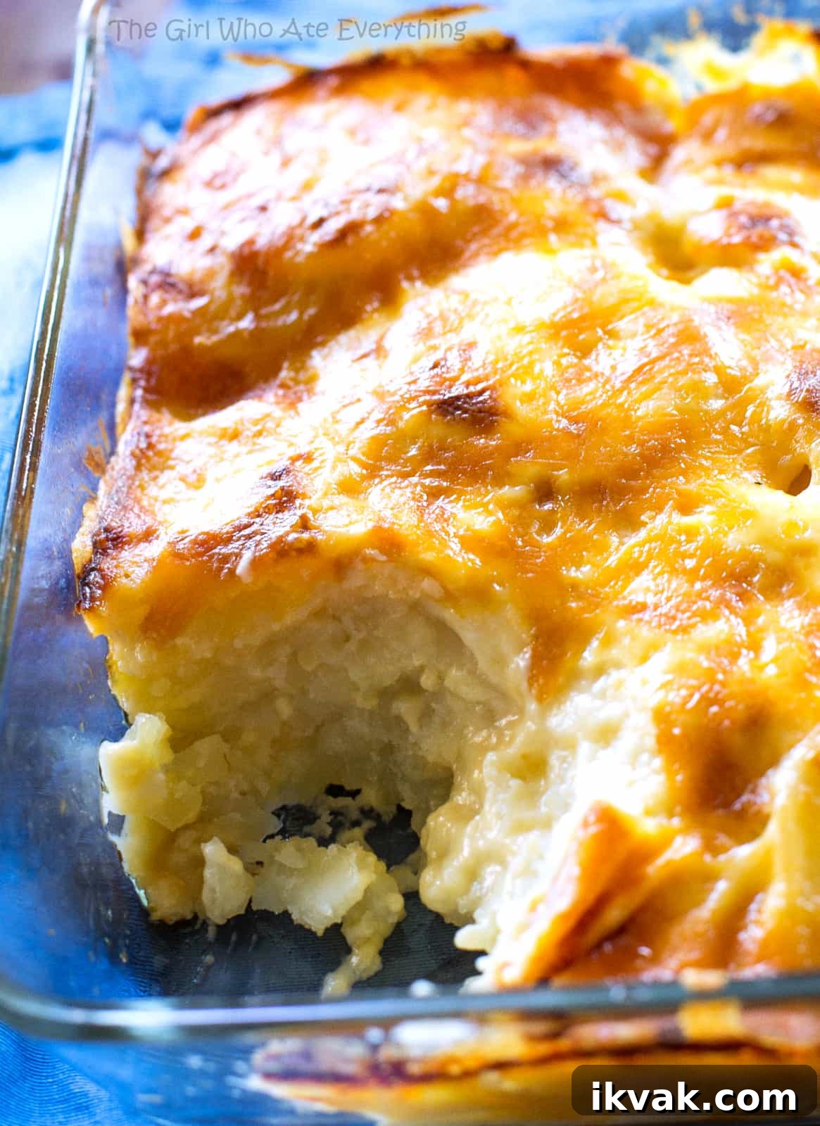 Scalloped Potatoes with a scoop taken out