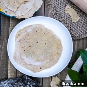 Quinoa Flour Roti in a white plate.