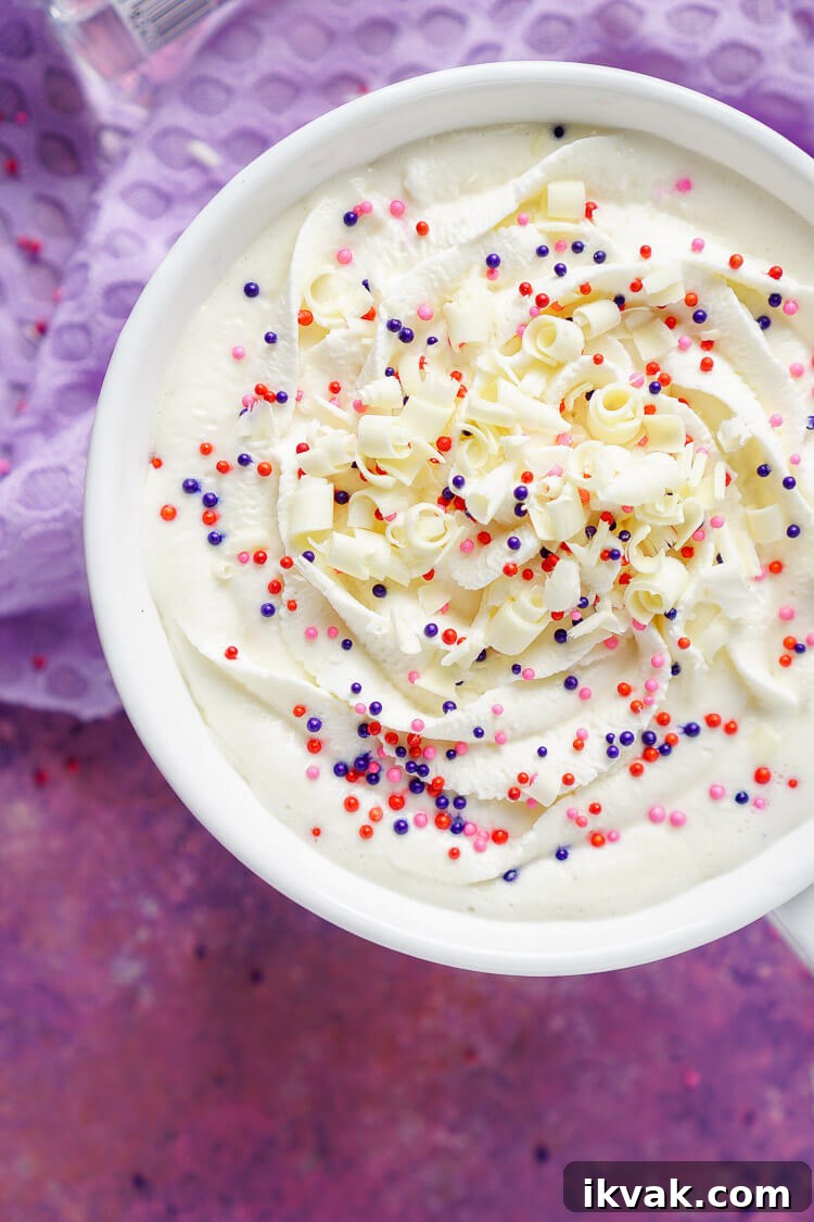 Creamy White Chocolate Hot Chocolate Recipe 3 This Boozy or Not White Hot Chocolate is a fun dessert beverage everyone can enjoy!