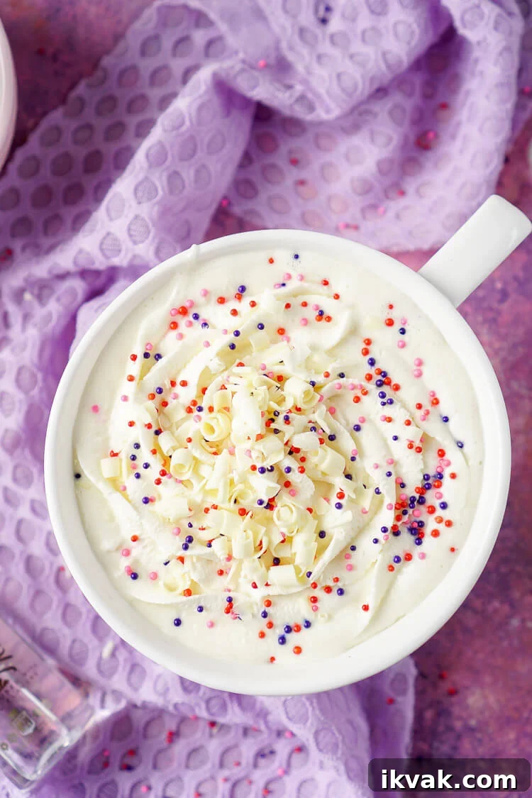 Creamy White Chocolate Hot Chocolate Recipe 5 This Boozy or Not White Hot Chocolate is a fun dessert beverage everyone can enjoy!