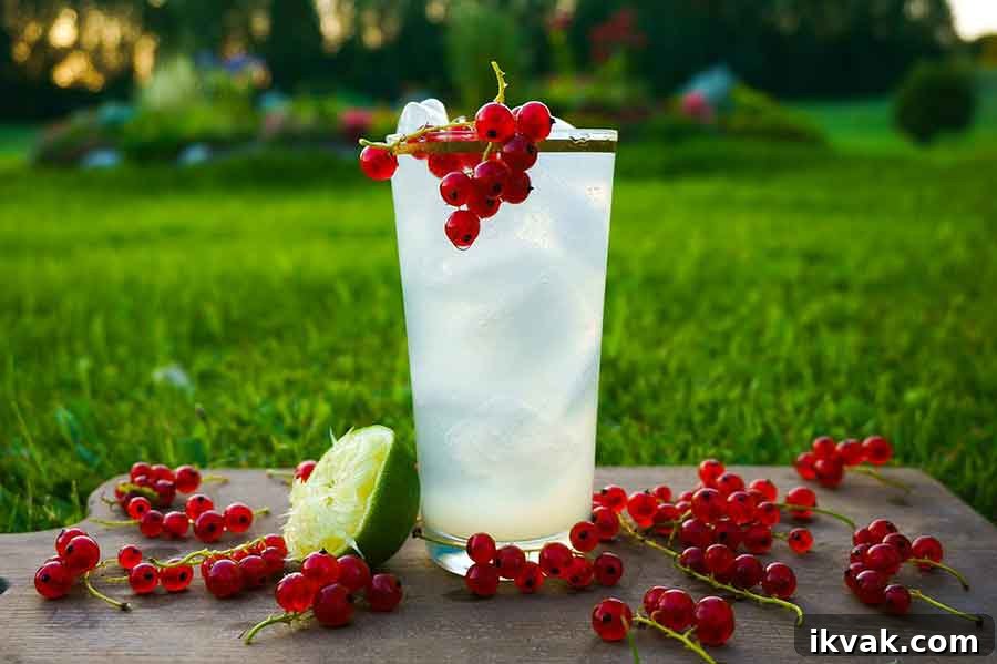 a glass of Rosé Elderflower Spritzer in the garden on a table