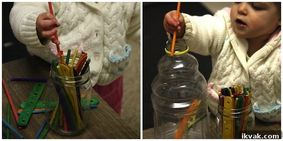 craft stick fine motor activity for babies and toddlers