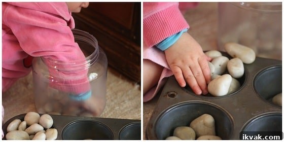 rock sorting fine motor activity for babies and toddlers