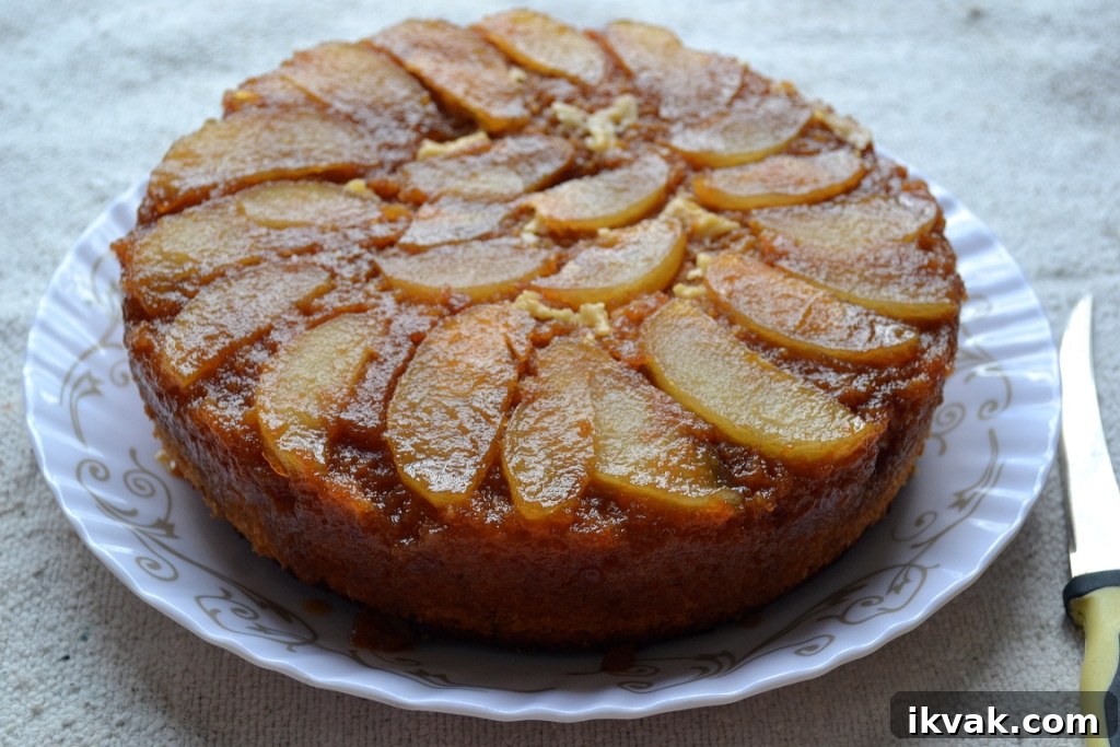 Eggless Pear Upside Cake
