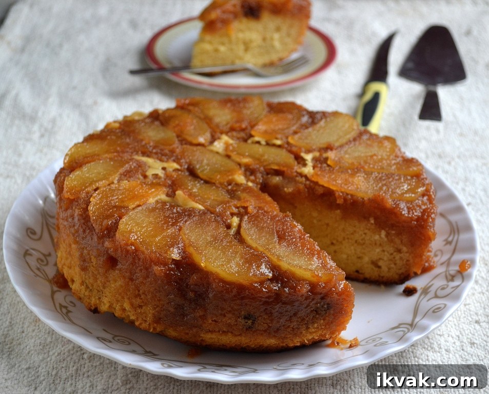 Eggless Pear Upside Cake