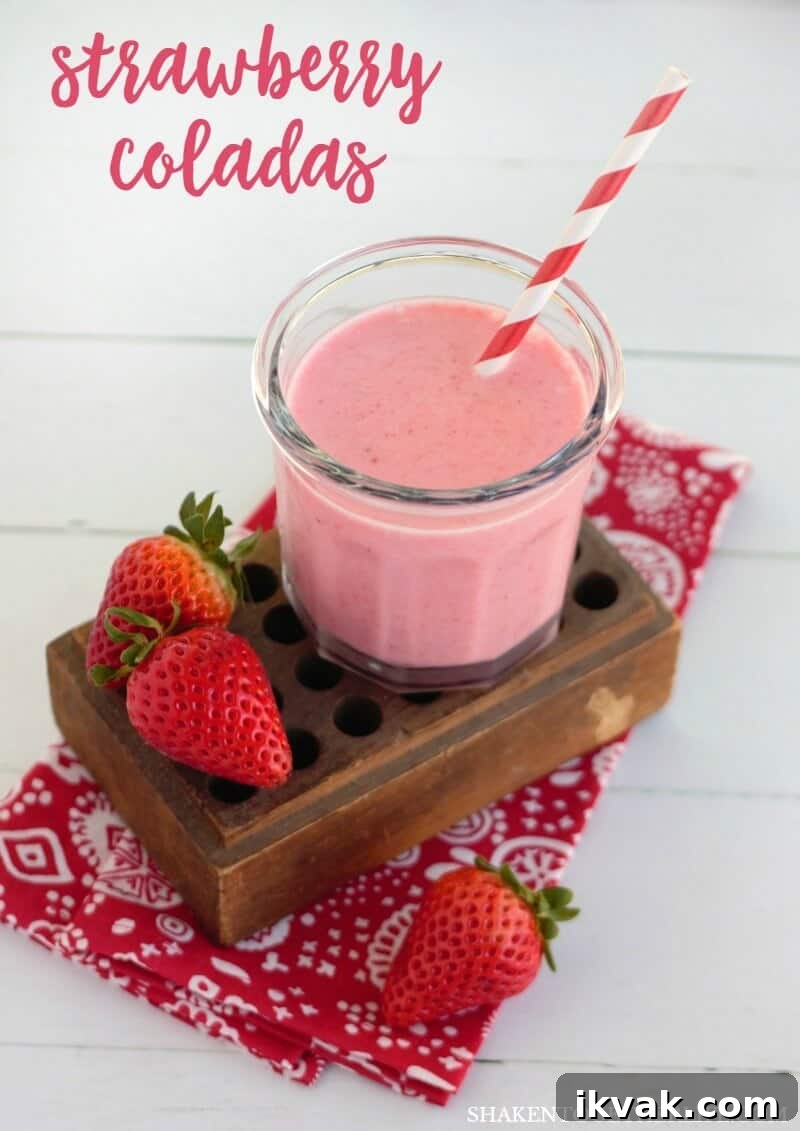 Creamy Frozen Strawberry Coladas are made with just 2 ingredients and taste just like the tropics!