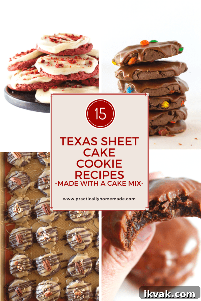 Texas Sheet Cake Cookies Made with a Cake Mix featured by top US cookies blogger, Practically Homemade