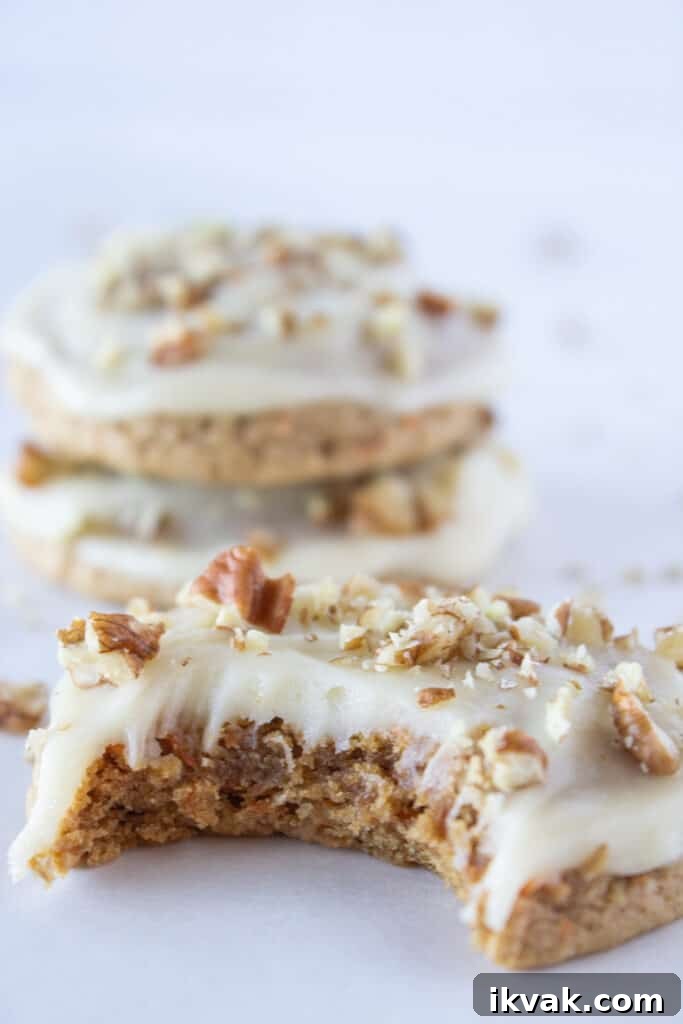 Carrot Cake Sheet Cake Cookies Recipe with a Cake Mix featured by top US cookie blogger, Practically Homemade