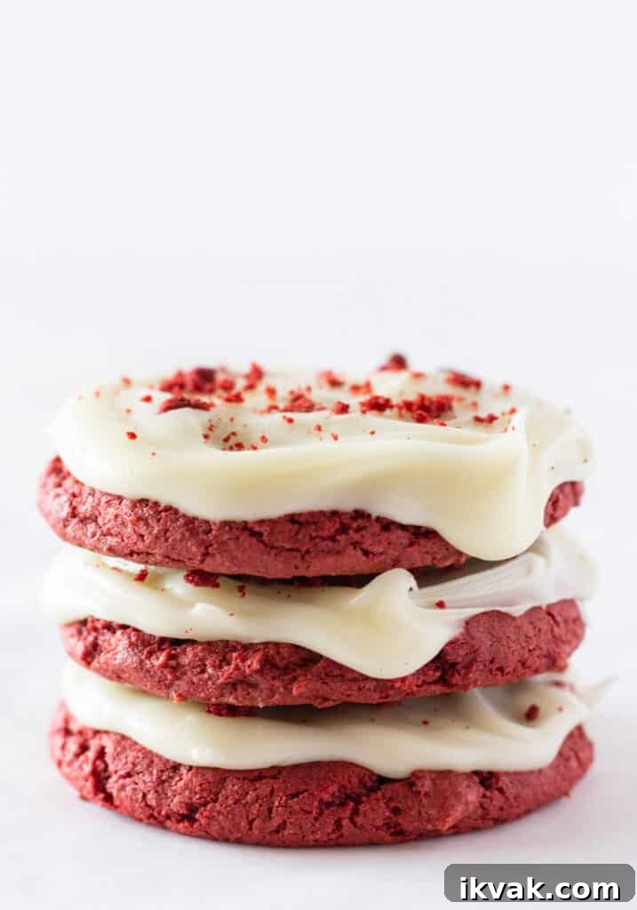 Red Velvet Sheet Cake Cookies Recipe with a Cake Mix by top US cookies blogger, Practically Homemade