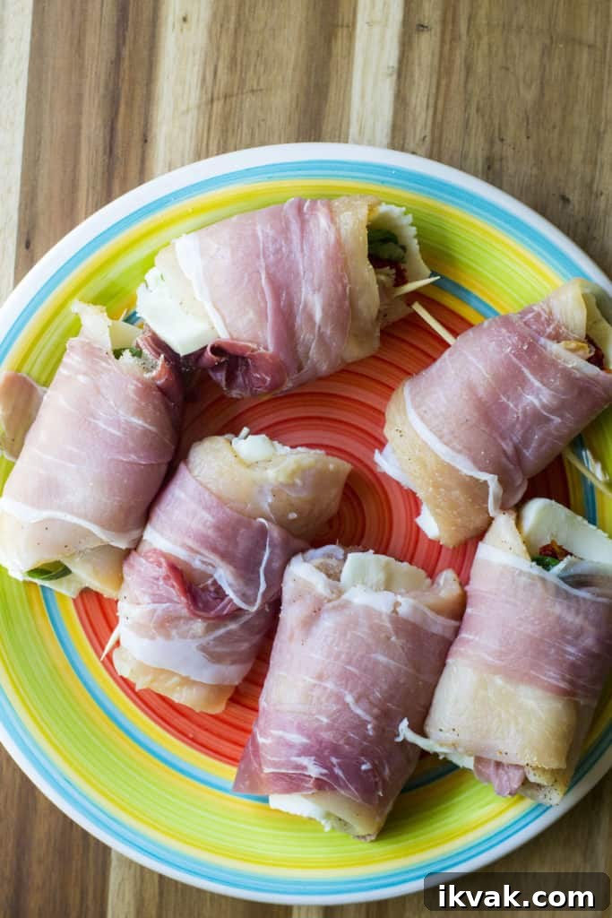 30 Minute Stuffed Chicken Roll Ups on a plate