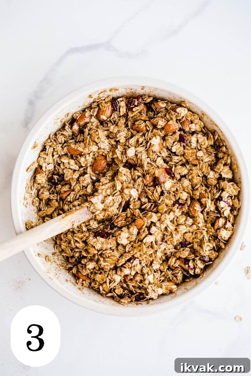 Granola mixture with molasses. 