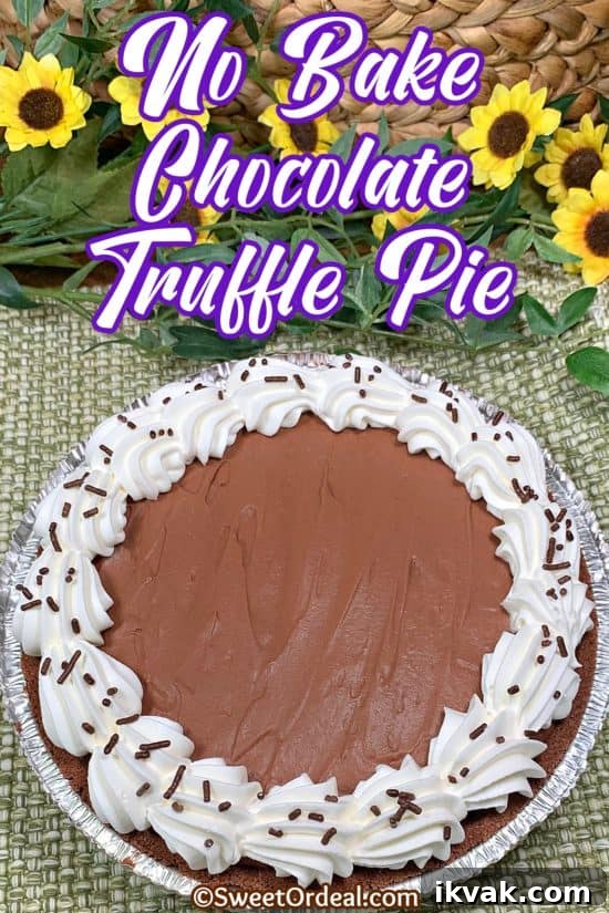 No-Bake Chocolate Truffle Pie Recipe: Creamy Decadent Dessert 5 Whip cream circling a delicious, indulgent dessert.