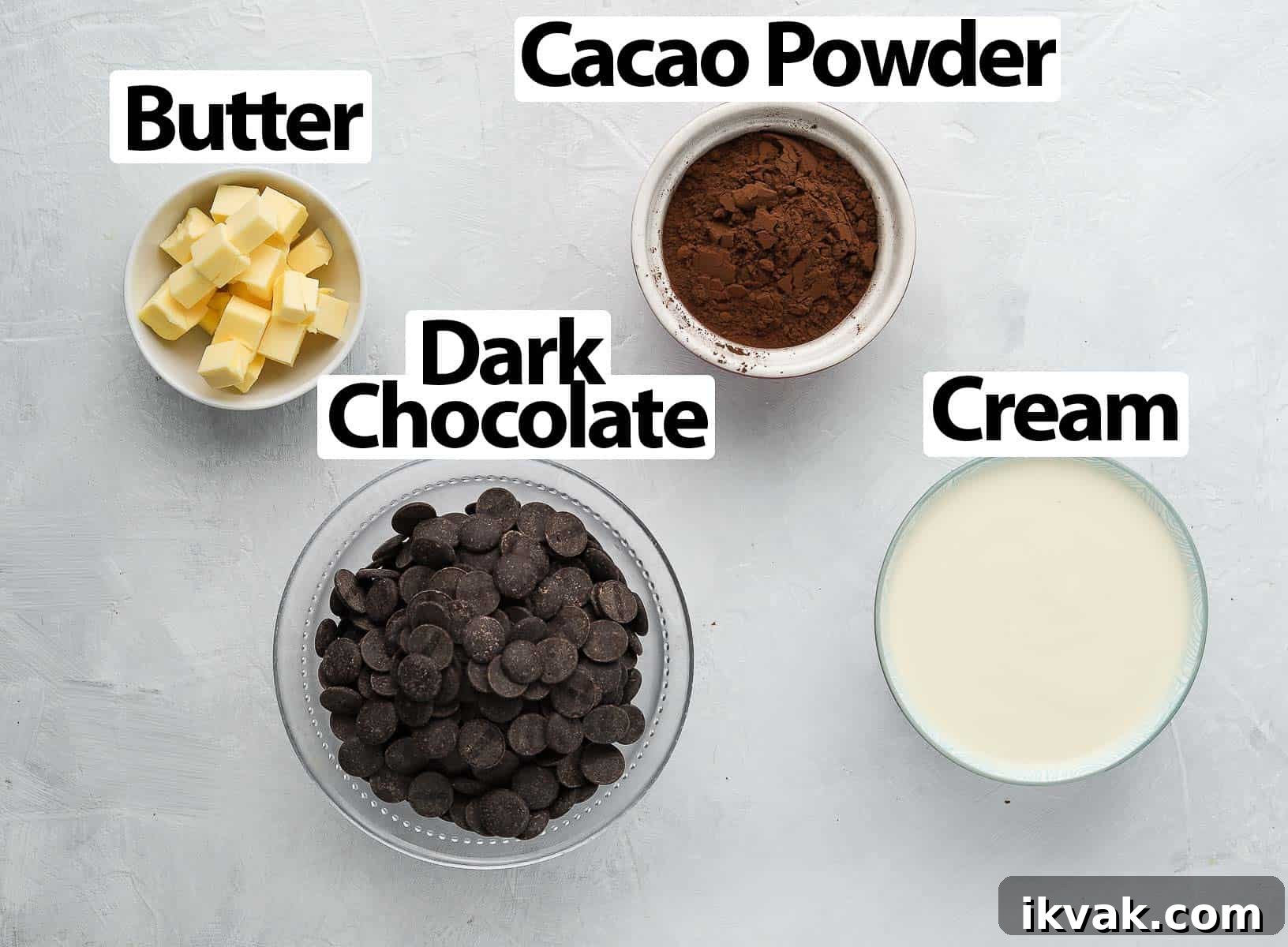 Ingredients on a white surface.