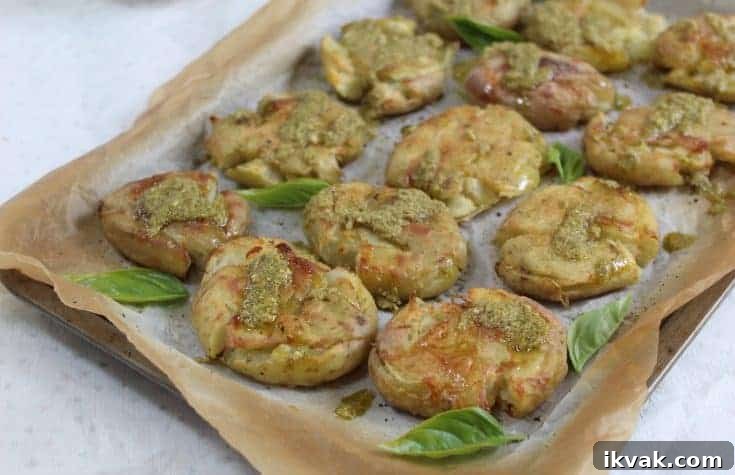 GLUTEN FREE SMASHED POTATOES WITH PESTO RECIPE