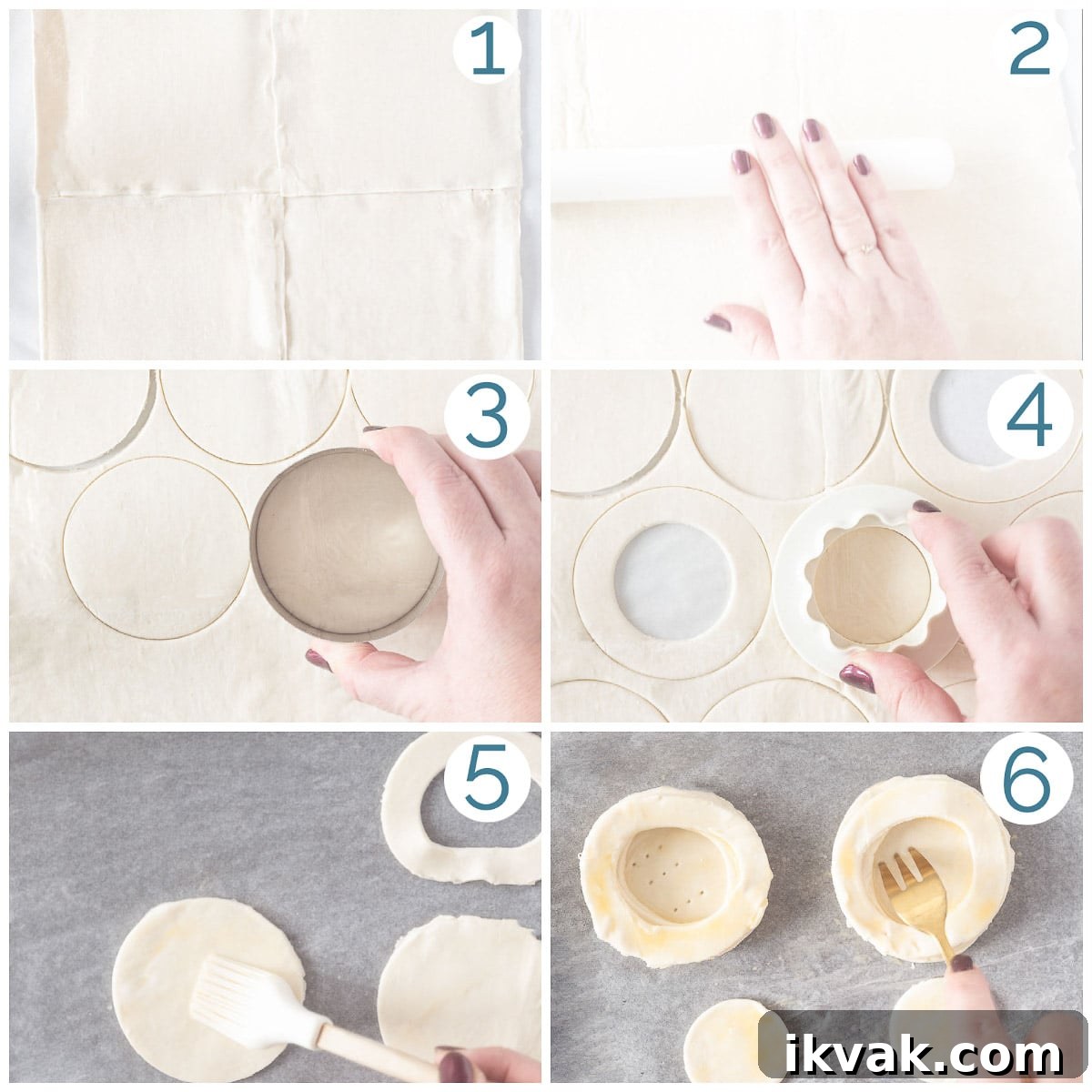 Making pasteibakjes depicted in 6 photo steps