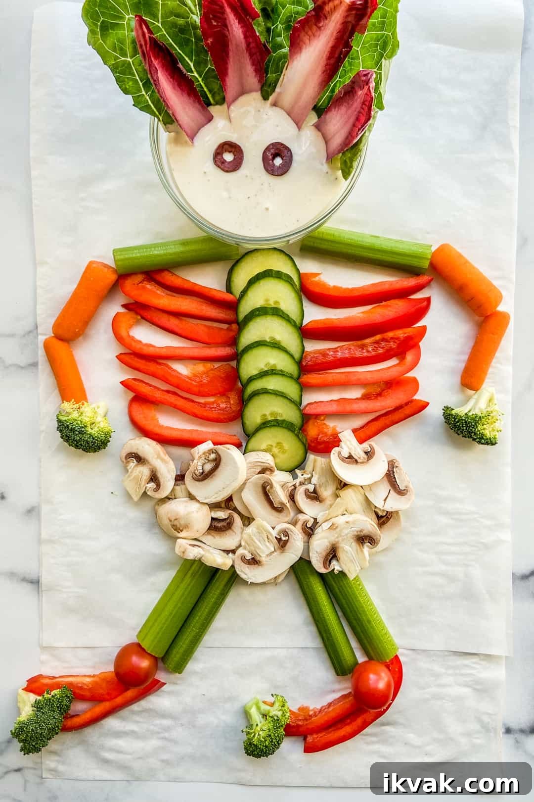 27 Spooky Halloween Appetizers Adults Will Love 16 14. Veggie Skeleton