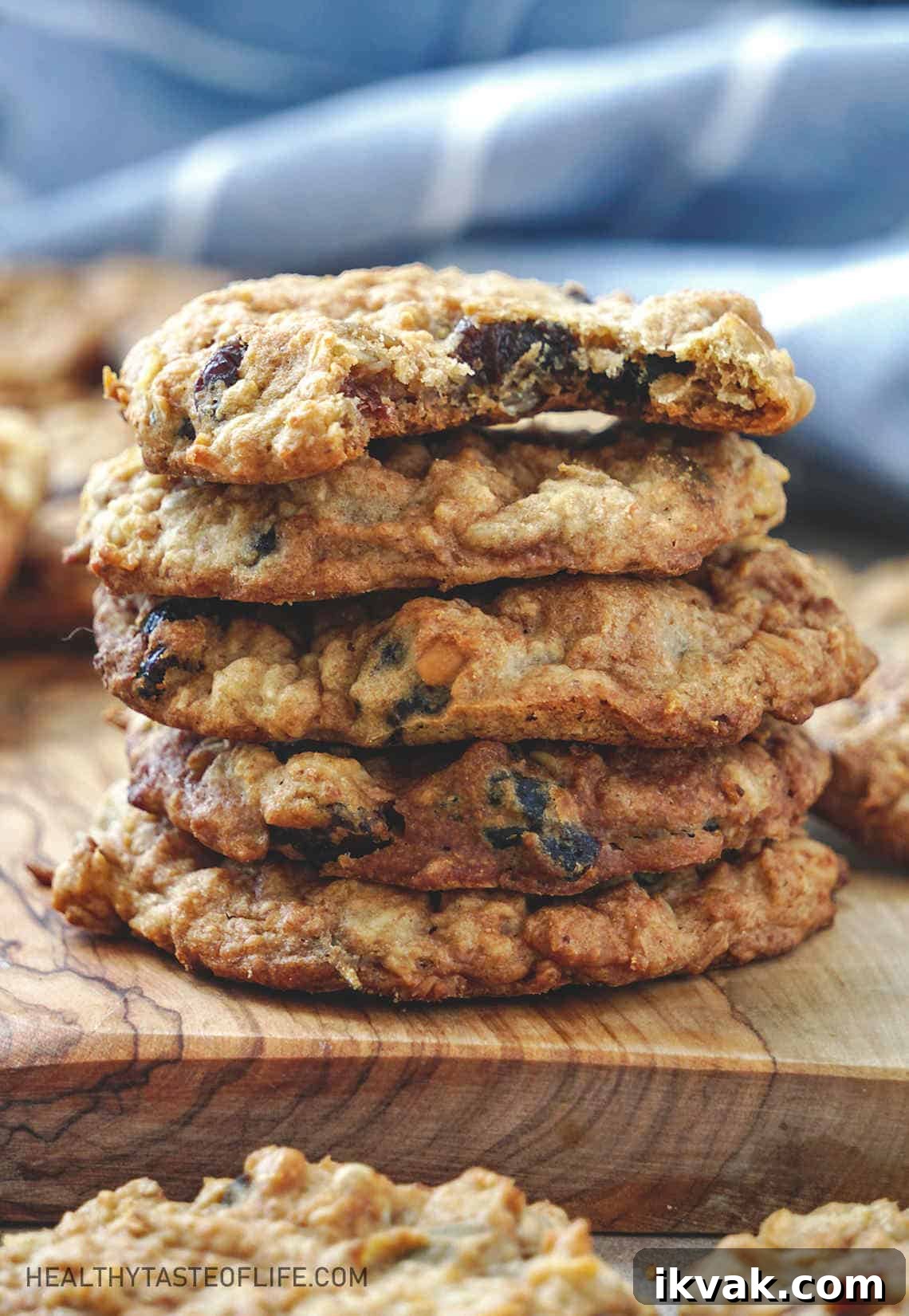 Healthy vegan oatmeal applesauce cookies with raisins.