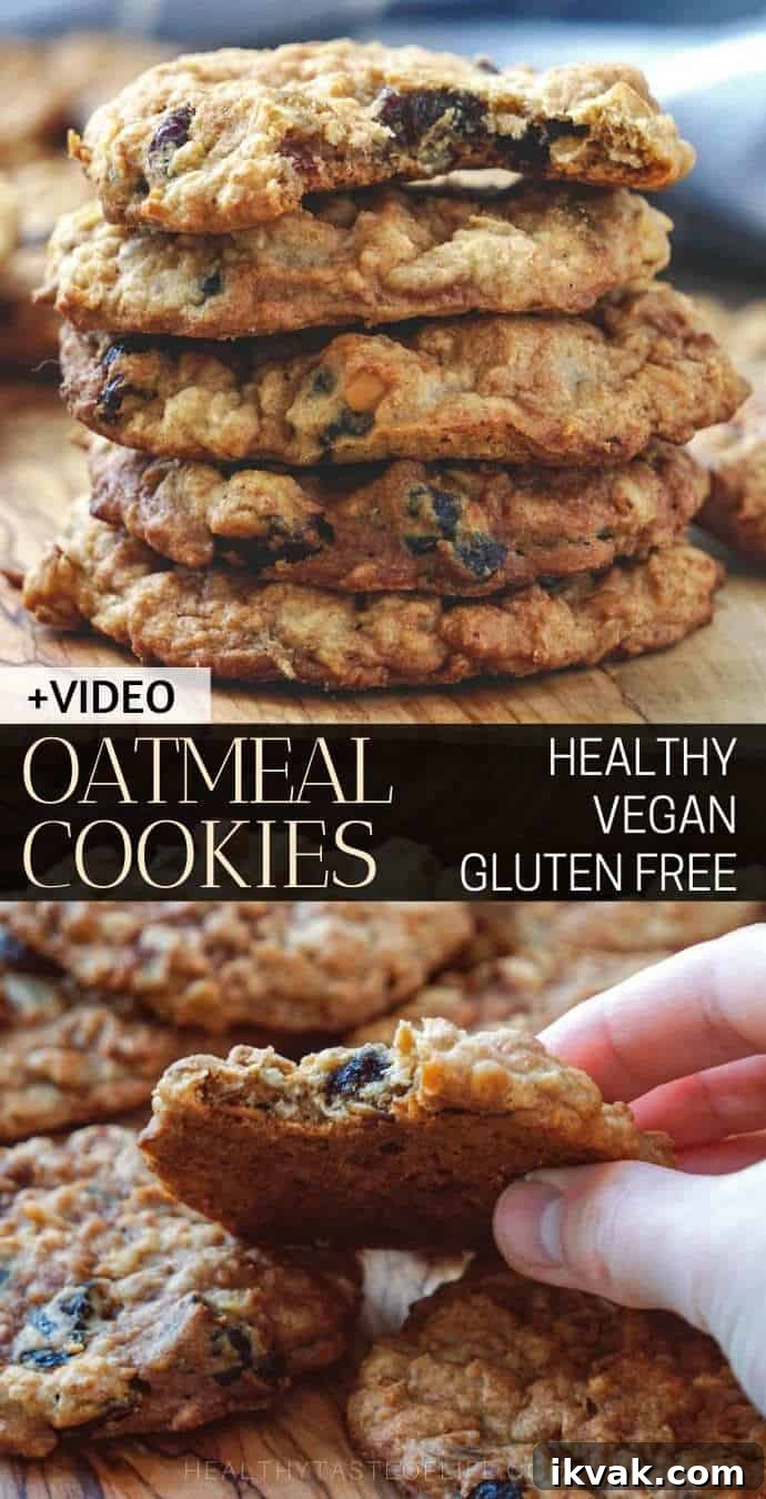 Healthy Vegan Oatmeal Cookies With Applesauce that can be made soft and chewy or crispy if baked longer.