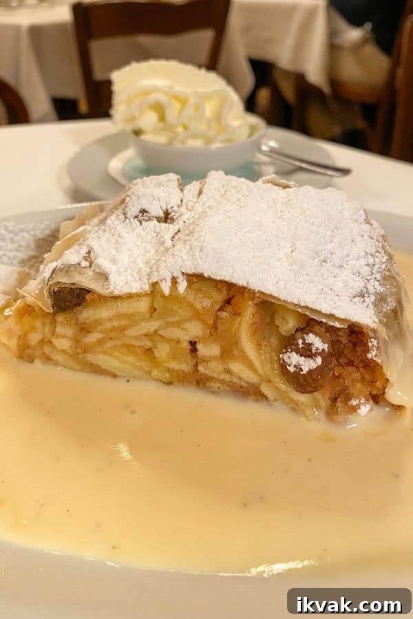 what to eat in Vienna : cheese strudel with cheese sauce