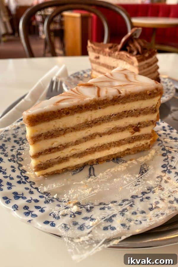 Esterhazy torte, cake with layers of hazelnut cream (what to eat in Vienna, Vienna Food Guide)