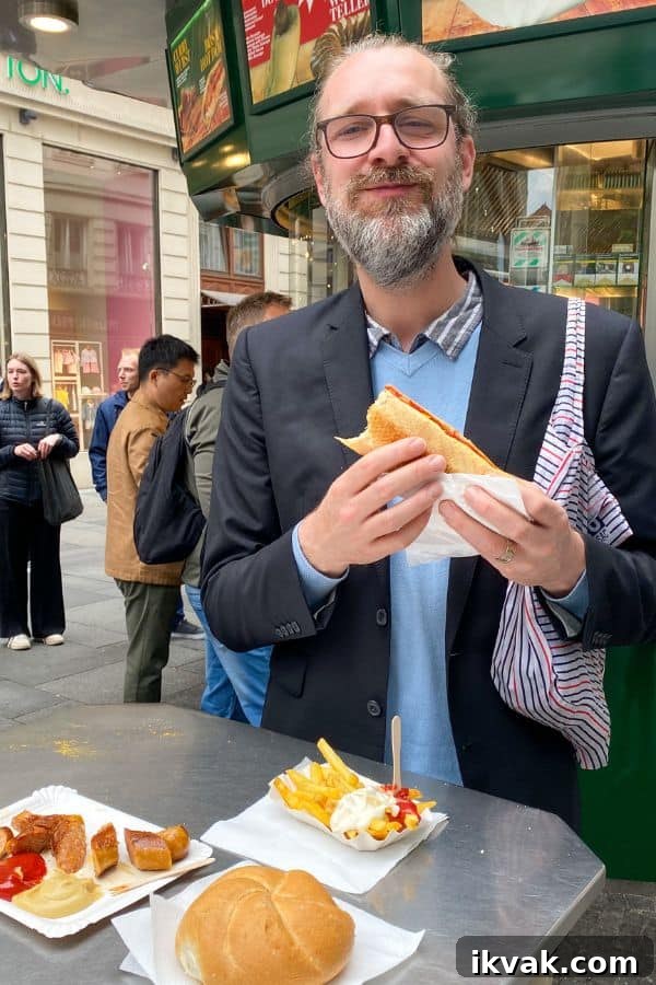 what to eat in Vienna : sausage stand