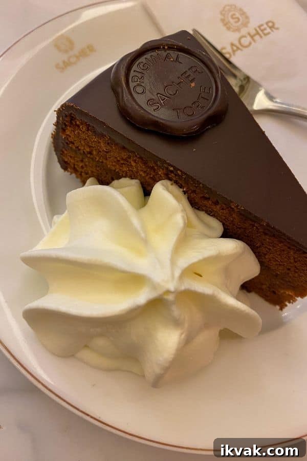 Sacher torte at Hotel Sacher Vienna Austria (one of the best things to eat in Vienna in our Vienna Food Guide)