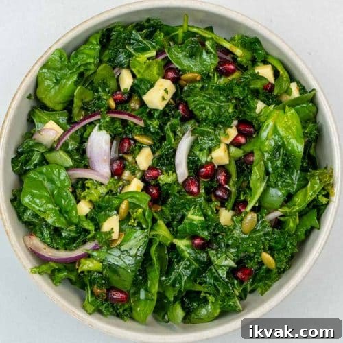 Crisp Kale and Spinach Salad with Cheddar and Pepitas 7 Kale Spinach Salad