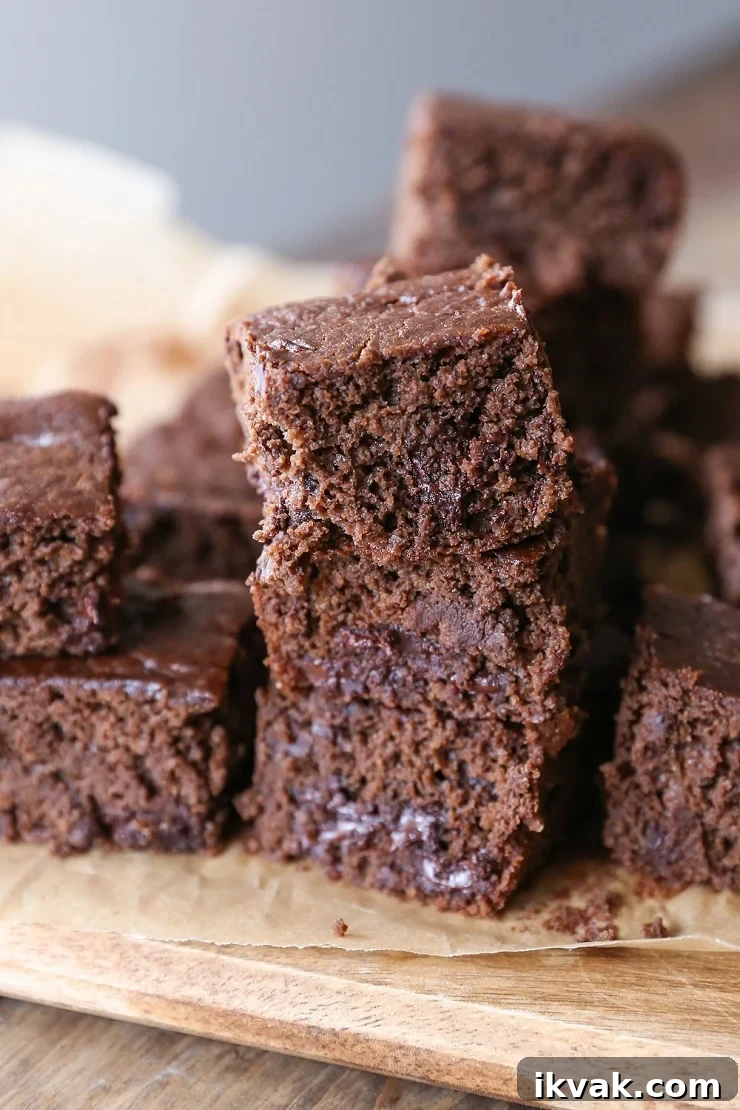 Double Chocolate Chickpea (Or Black Bean) Brownies! - a healthy flourless gluten free dessert | TheRoastedRoot.net#chocolate #recipe