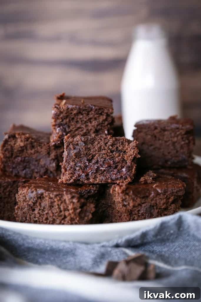 Double Chocolate Chickpea (Or Black Bean) Brownies! - a healthy flourless gluten free dessert | TheRoastedRoot.net#chocolate #recipe