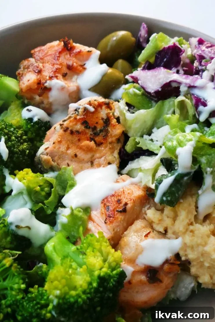 Mediterranean Salmon Bowl - a healthy dinner idea
