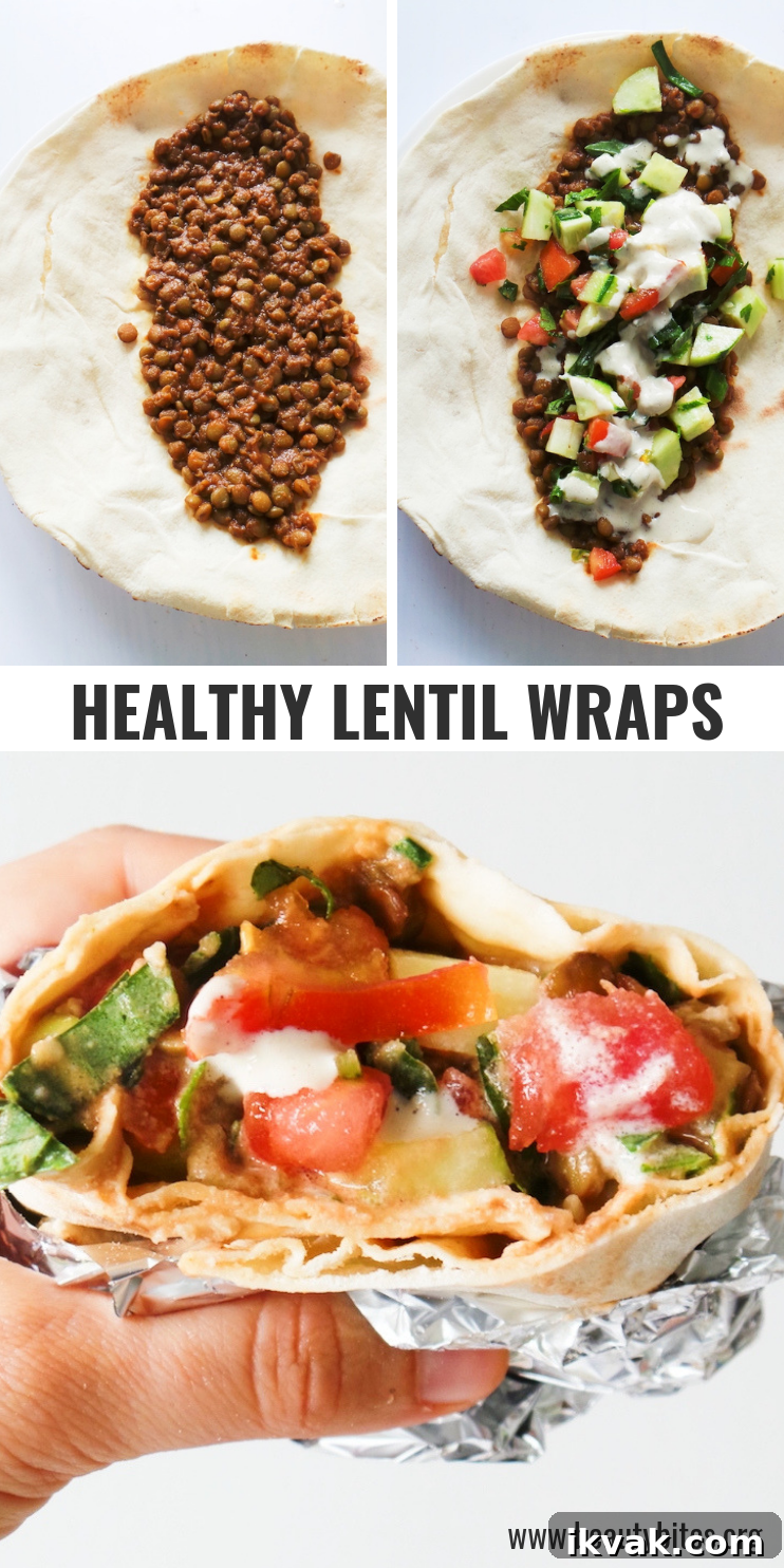 Healthy vegan lentil wraps
