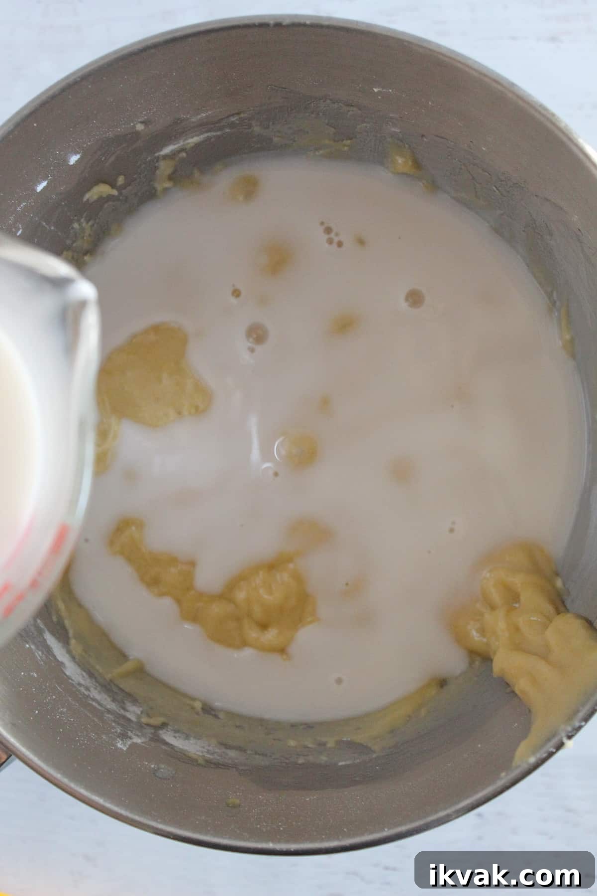 Addition of milk to mixture