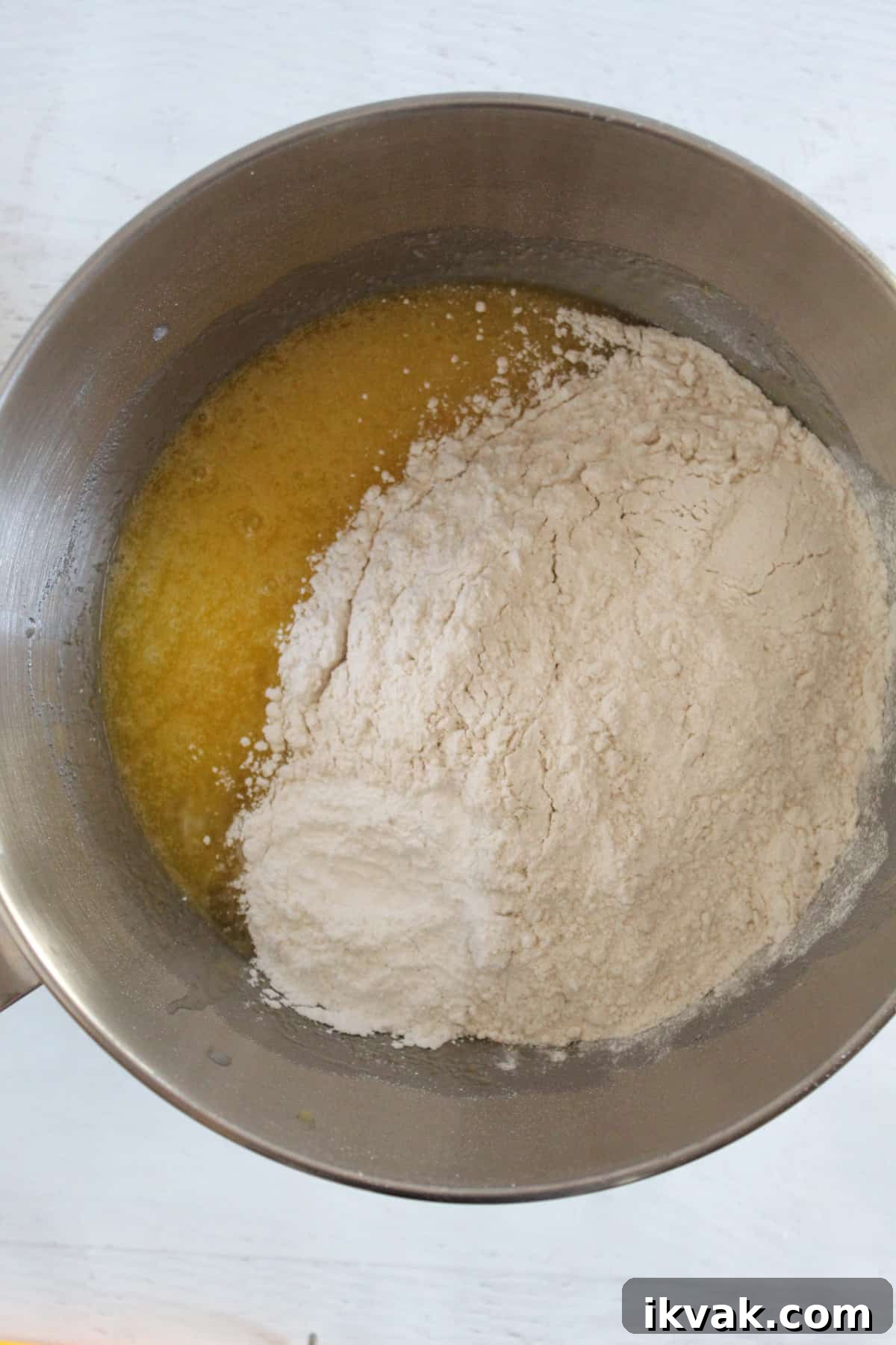 Mixture of wet and dry ingredients