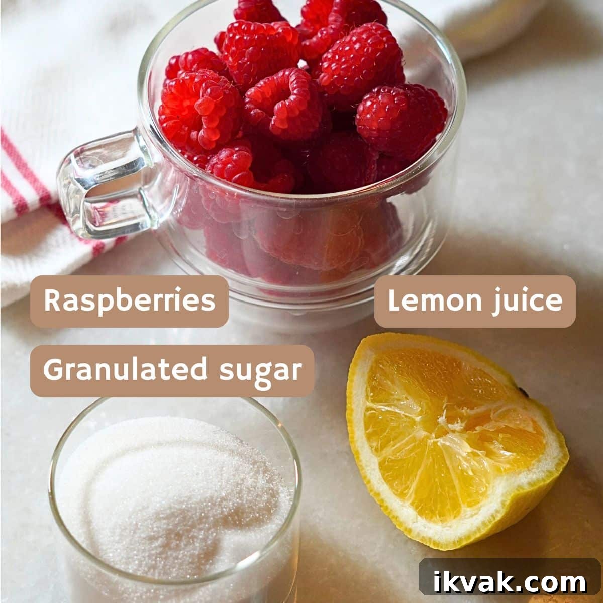 3 ingredients for making easy raspberry jam